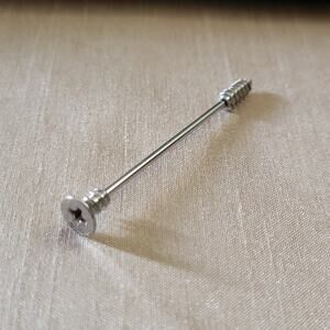 14g 38mm silver stainless steel screw shaped industrial ear cartilage piercing